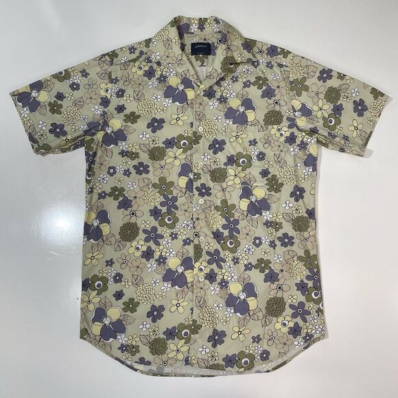 LORENZINI Men's Modern Fit Shirt S Button Down Abstract Floral Merate Italy - Picture 1 of 7